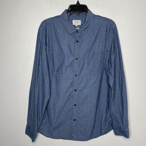 JACHS Shirt Mens Large L Blue Dot Button Up Classic Fit 100% Cotton Long Sleeve